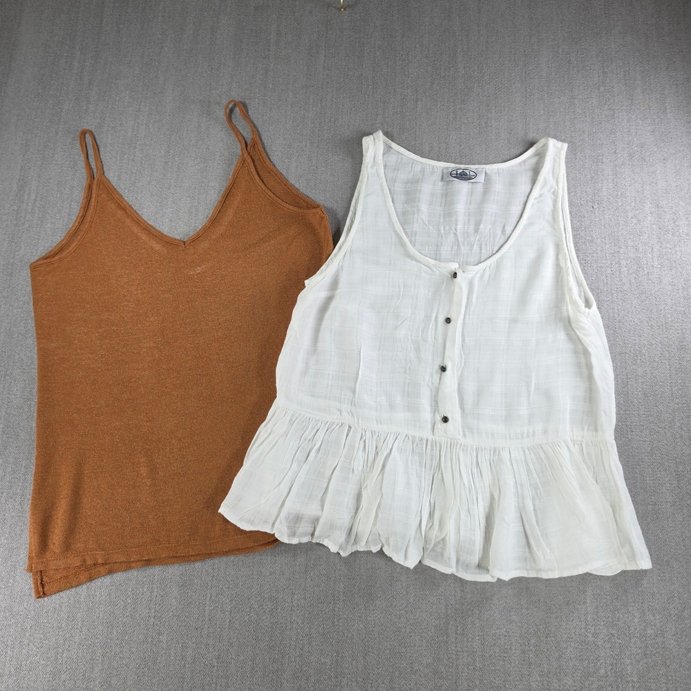 Mudd & Bombay Bangles Tank Tops Women S Bundle Rust Brown White Peplum Cami Lot